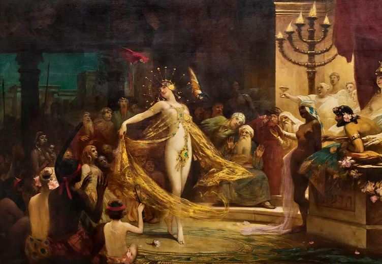 Georges-Antoine Rochegrosse (1859-1938), Salomé et la danse des sept voiles (vers 1880, huile sur toile, 125 x 225 cm), Galerie Hassan, Paris