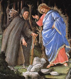 Les tentations du Christ, changer les pierres en pain, Boticelli