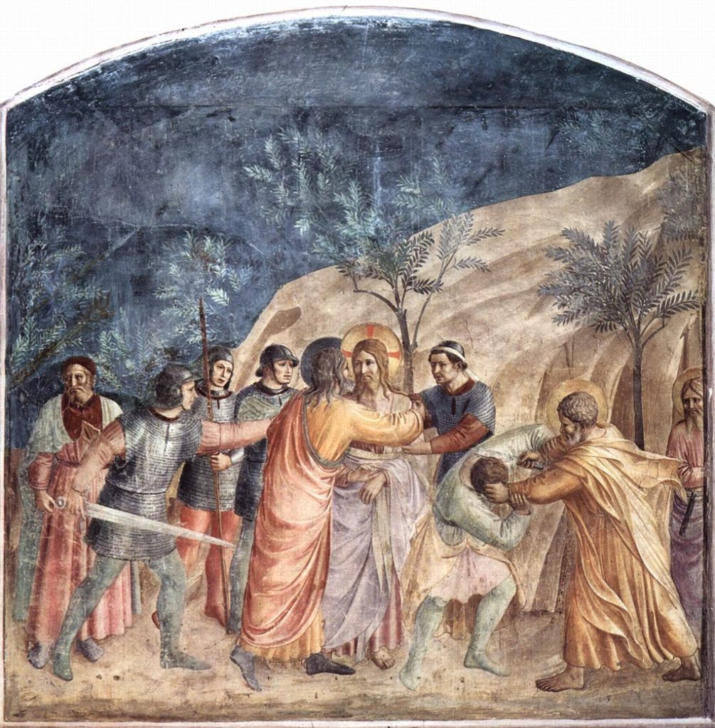 Judas Iscariote et Pierre coupant l'oreille de Malchus serviteur de Caïphe, Fra Angelico
